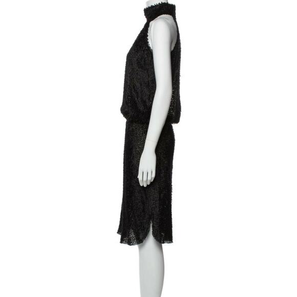 Nili Lotan Black Fringe Silk Blend Blouson Halter Dress NWT Size S - Picture 5 of 9